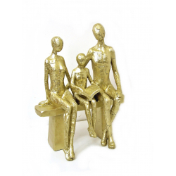 Figurka Rzeźba Rodzina siedząca na ławce ZŁOTA